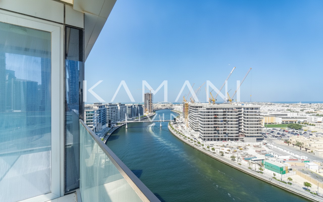 Canal View 2BR | Two Balconies | High Floor